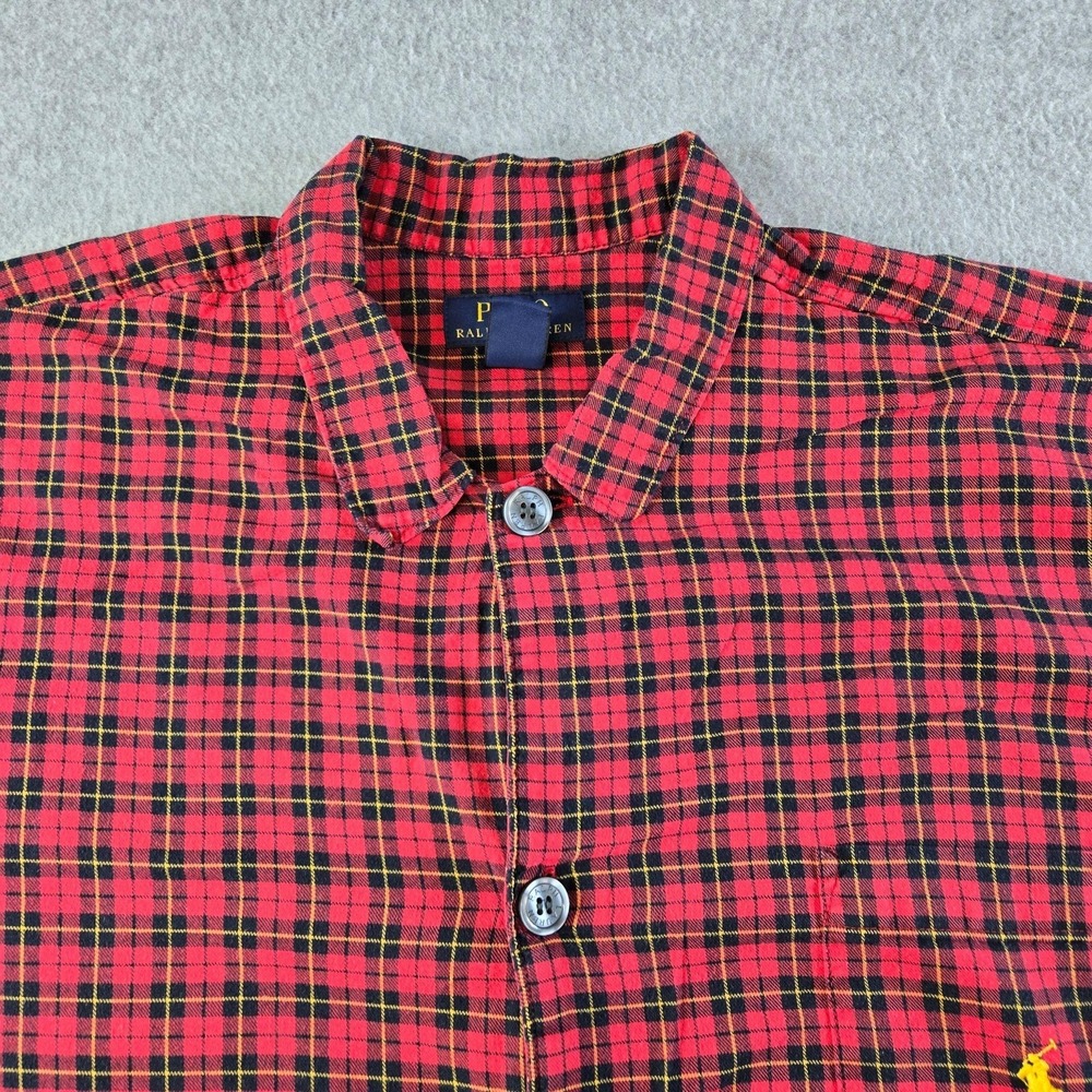 Polo Ralph Lauren Pajama Set Mens M Red Plaid Flannel 2 Piece Sleepwear - Picture 2 of 16
